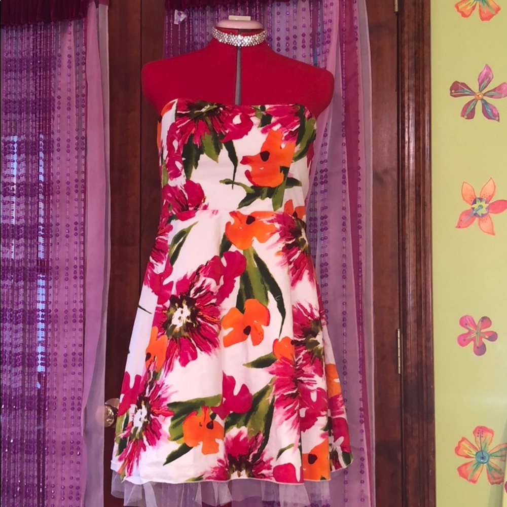 Strapless Floral Dress